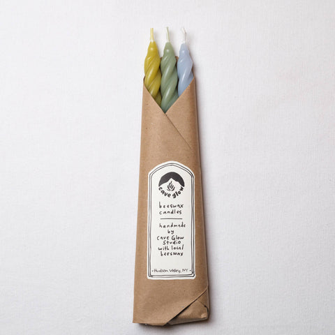 Hydrangea Beeswax Spiral Taper Candle Set