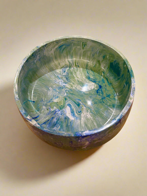 Resin Footed Bowl, Green