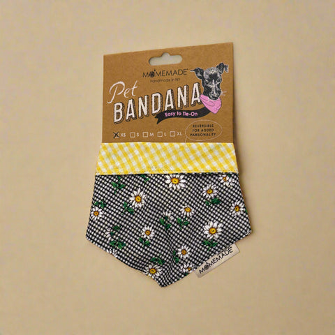 Upcycled Dog Bandana, Daisy/Yellow Gingham (X-SM)