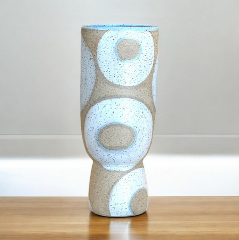 White and Blue Circle Vase