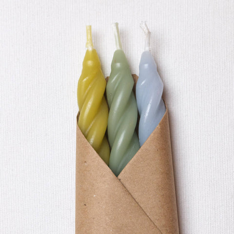 Hydrangea Beeswax Spiral Taper Candle Set
