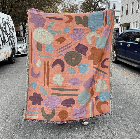 Blue Play Shapes Woven Blanket - The WonderMart