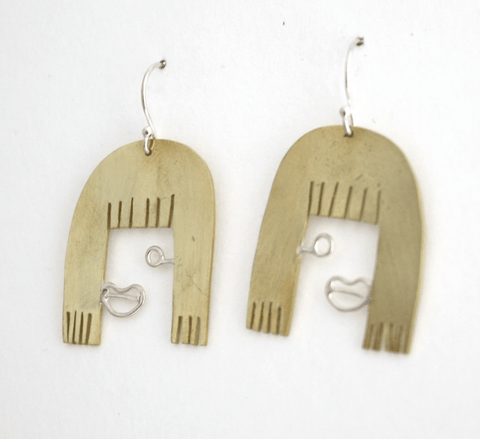 Brass Face Earrings (Bangs) - The WonderMart