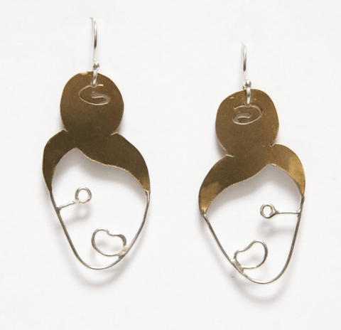 Brass Face Earrings (Top Bun) - The WonderMart
