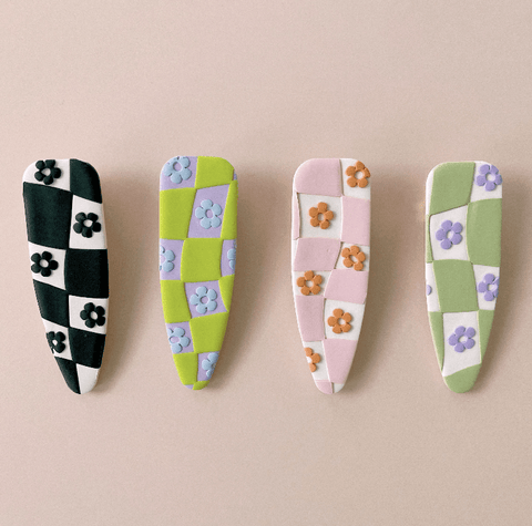 Checker Flower Hair Clip - The WonderMart