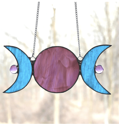 Divine Moon Trio Stained Glass Suncatcher - The WonderMart