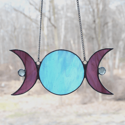 Divine Moon Trio Stained Glass Suncatcher - The WonderMart