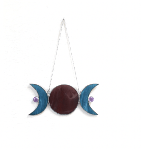 Divine Moon Trio Stained Glass Suncatcher - The WonderMart
