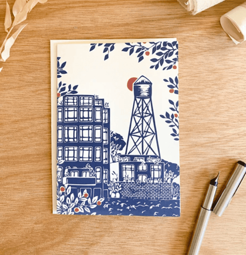 Greenpoint Water Tower Greeting Card - The WonderMart