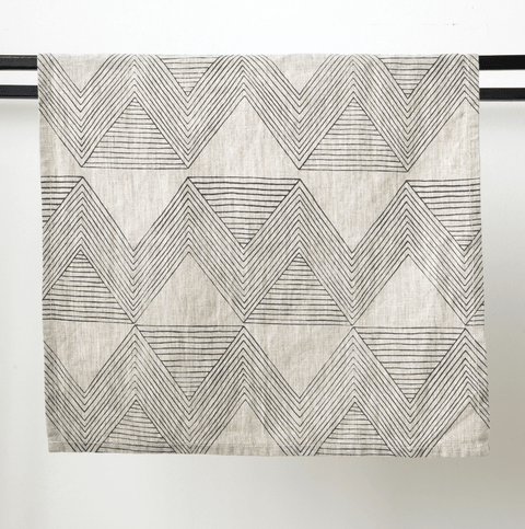 Hand Printed Napkin, Charcoal Zig Zag - The WonderMart