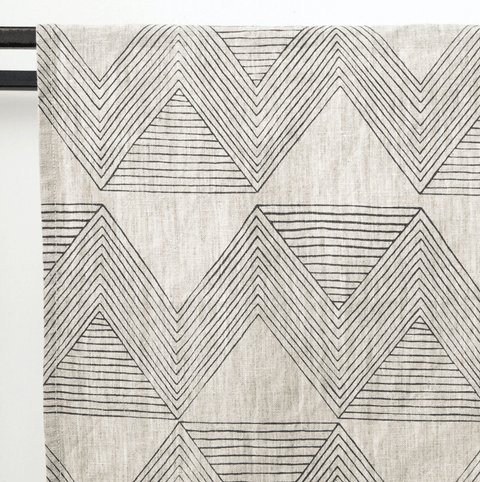 Hand Printed Napkin, Charcoal Zig Zag - The WonderMart