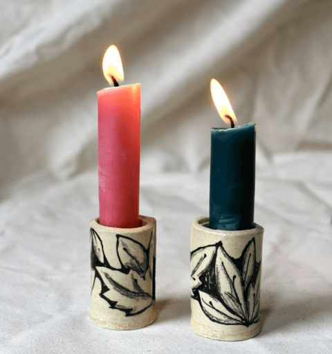 Illustrated Leaves Candle Holder - The WonderMart