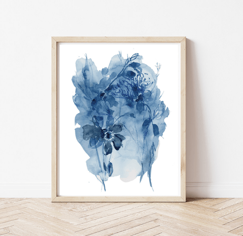Indigo Washed Florals Print - The WonderMart