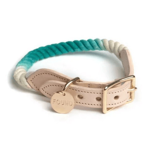 Teal Ombre Cotton Rope Pet Collar - The WonderMart