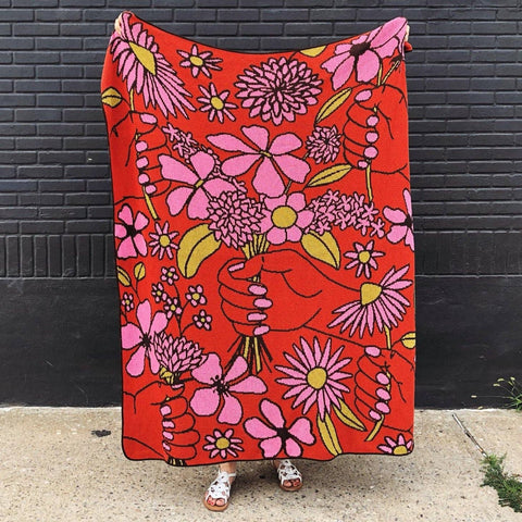Thinking Of You Flower Knit Throw Blanket - The WonderMart