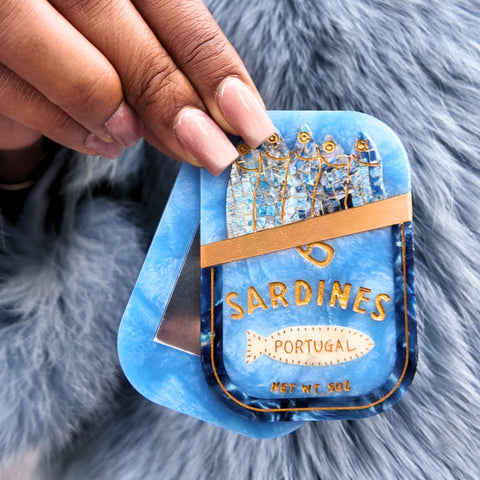 Hand-painted Sardines Compact Mirror