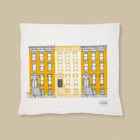 Yellow Brownstones Tea Towel