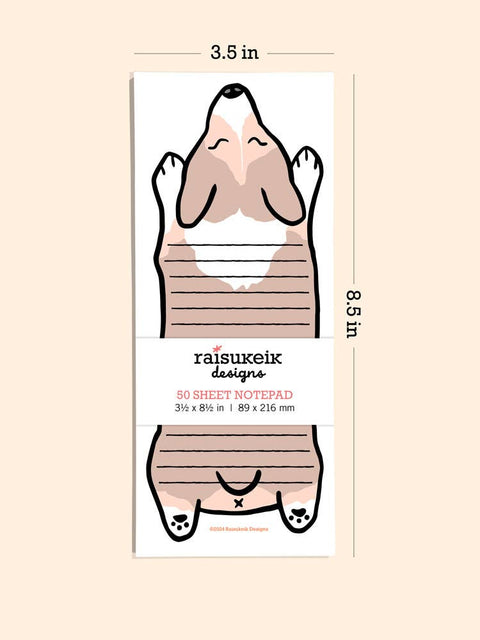Tricolor Corgi Risograph Tall Memo Cute Notepad