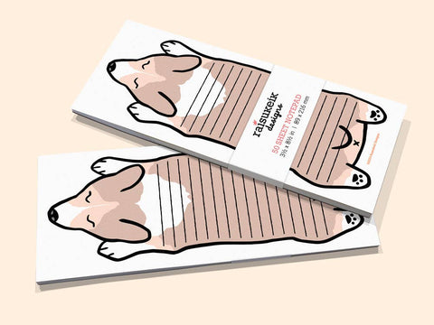 Tricolor Corgi Risograph Tall Memo Cute Notepad