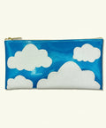 Pouch with cloud design on a blue background