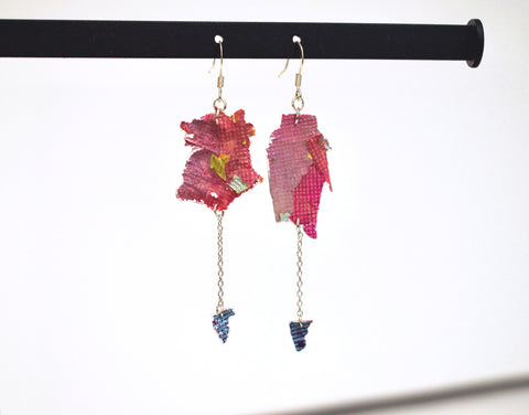 Pink Drop Chain Earrings