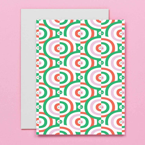 Greeting card with geometric pattern on a pink background