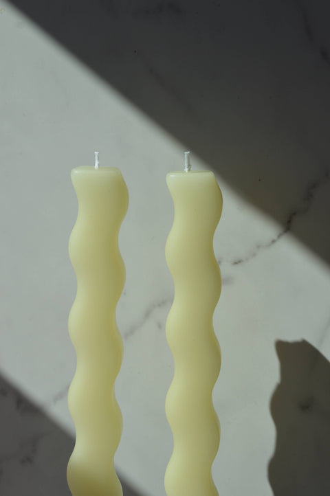 Wavy-Style Beeswax Candlestick Set