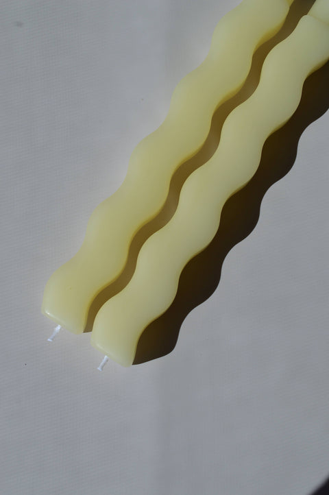 Wavy-Style Beeswax Candlestick Set