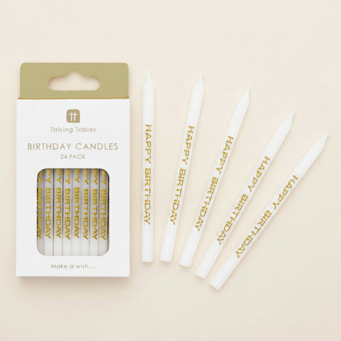 White & Gold Birthday Candles