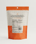 The back view of a stand-up pouch of Hudson Valley Marshmallow Co Pumpkin Spice Marshmallows showing the ingredients of the product.