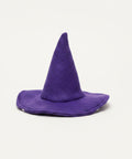 A small purple felt witch hat for pets.
