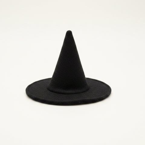 A small black felt witch hat for pets.