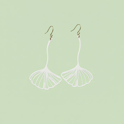 White gingko leaf earrings