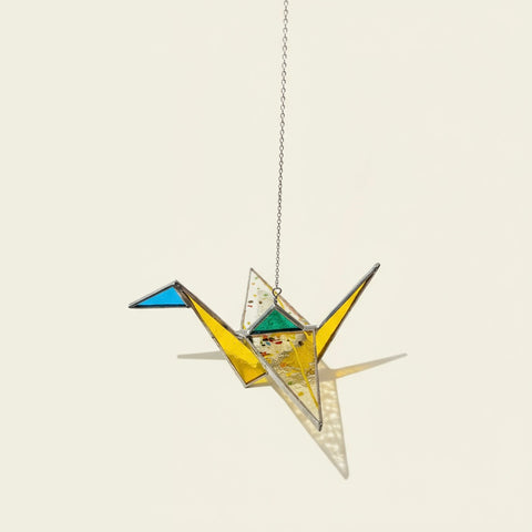 Origami Crane Stained Glass Suncatcher
