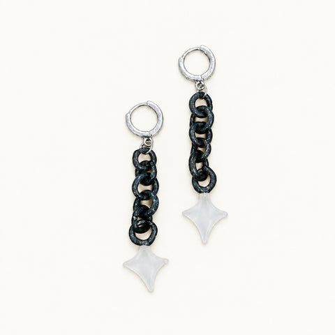 Star Chain Earrings, Grey