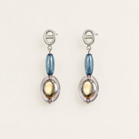 Silver Foil Lucite Earrings