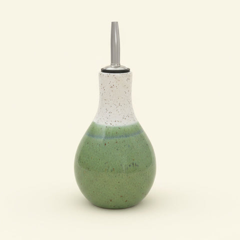 Green ceramic oil cruet