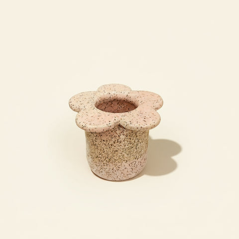 Speckled ceramic daisy shaped vase