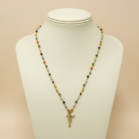 Lucky Koi Necklace, Rainbow