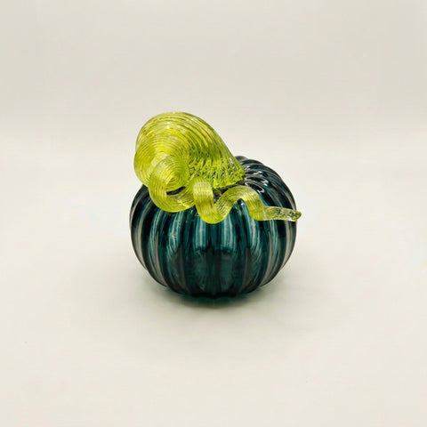 Mini Glass Pumpkin, Dark Teal