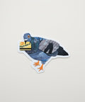 Sticker of a pigeon on a wooden surface