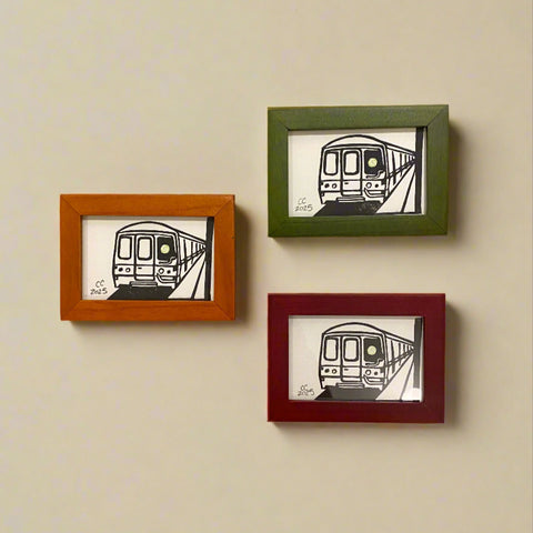 Framed Mini Block Print, G Train