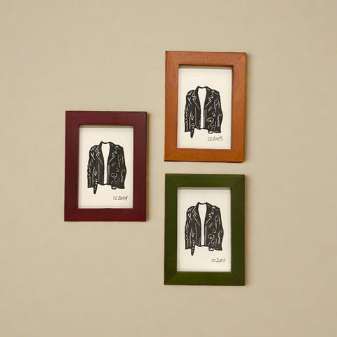 Framed Mini Block Print, Leather Jacket