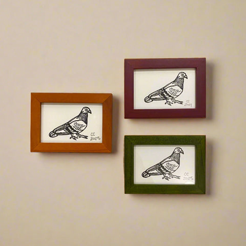 Framed Mini Block Print, Pigeon