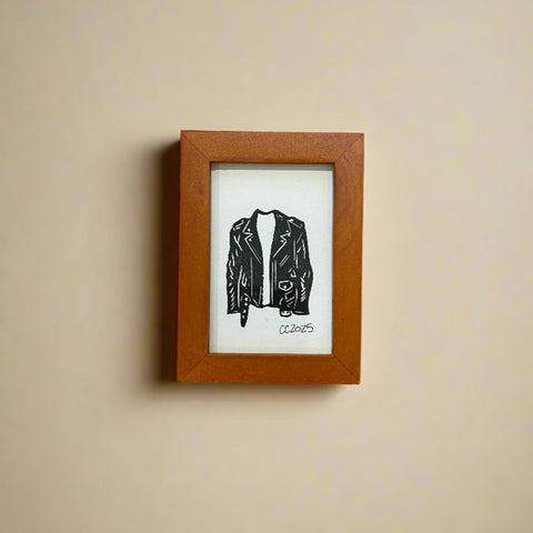 Framed Mini Block Print, Leather Jacket