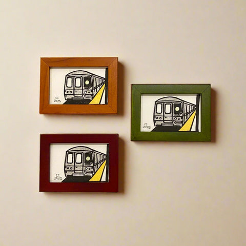 Framed Mini Block Print, G Train