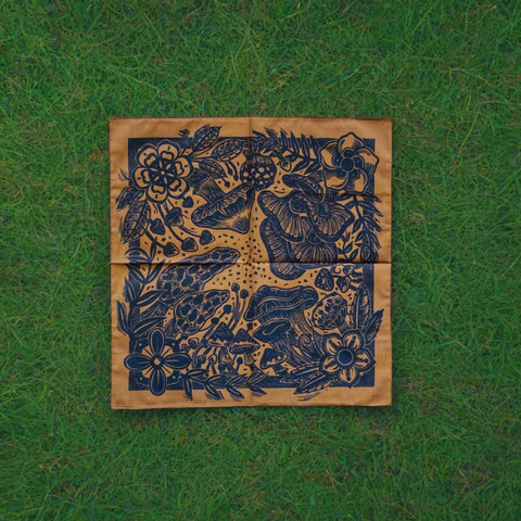 Mushroom Forest Block Printed Bandana