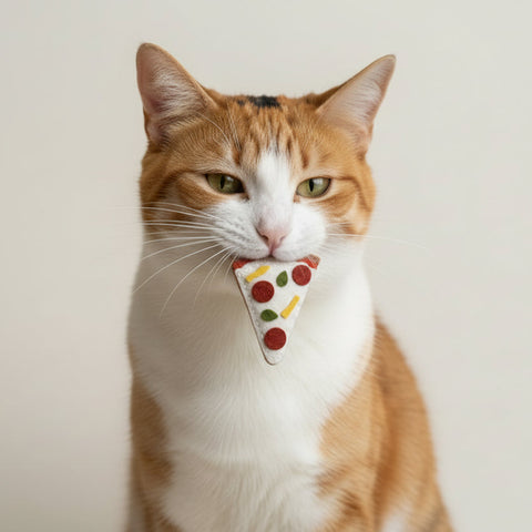 Felt pizza shaped catnip toy