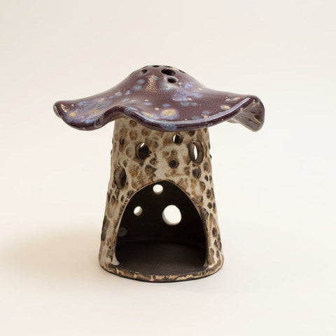 mushroom-shaped ceramic luminary