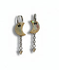Pair of earrings with crescent moon designs and chain details
